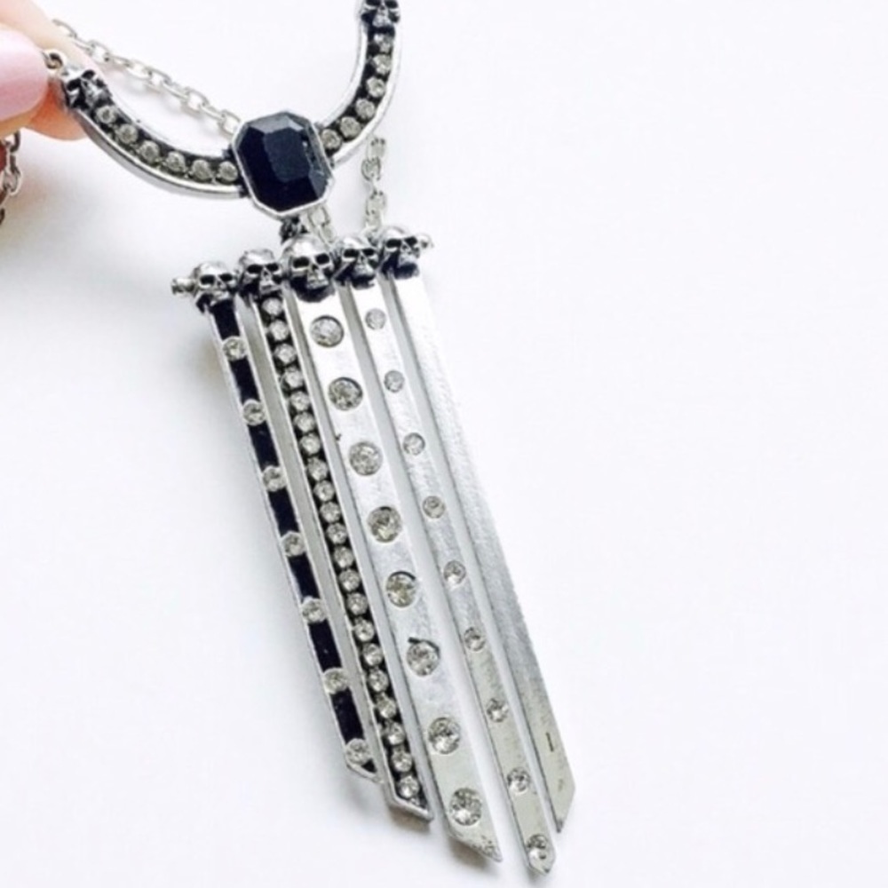 Gothic Art Deco Skull Swarovski Crystal Necklace